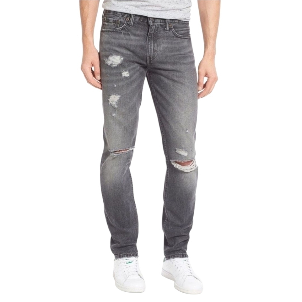 Levi's 511 Distressed Charcoal Black Slim Fit Men Jeans Size 38 - Picture 1 of 16